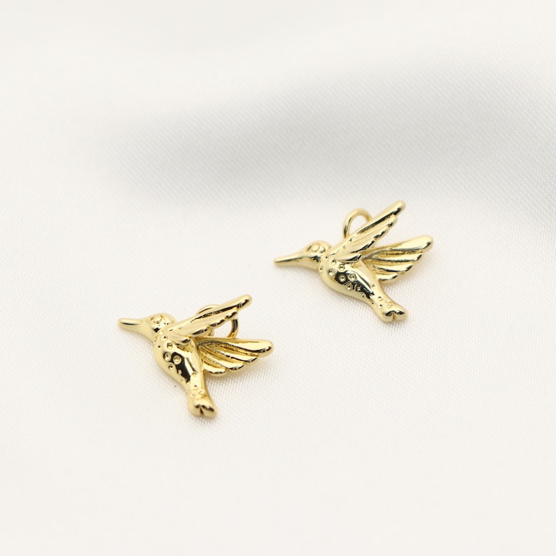 16K Gold Filled Hummingbird Charm Dainty Animal Pendant for Necklace ...