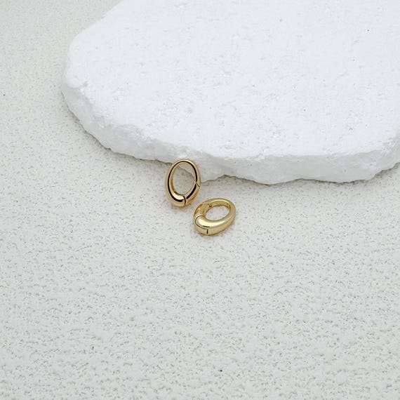 2 Fermoirs Ovales à Ressort Plaqués Or - 18x6,8x2,6 Mm - Pour Colliers, Bracelets DIY - Laiton Doré