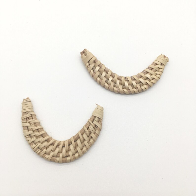 rattan earring findings rattan jewelry findings moon Rattan Pendant Handwoven rattan earrings