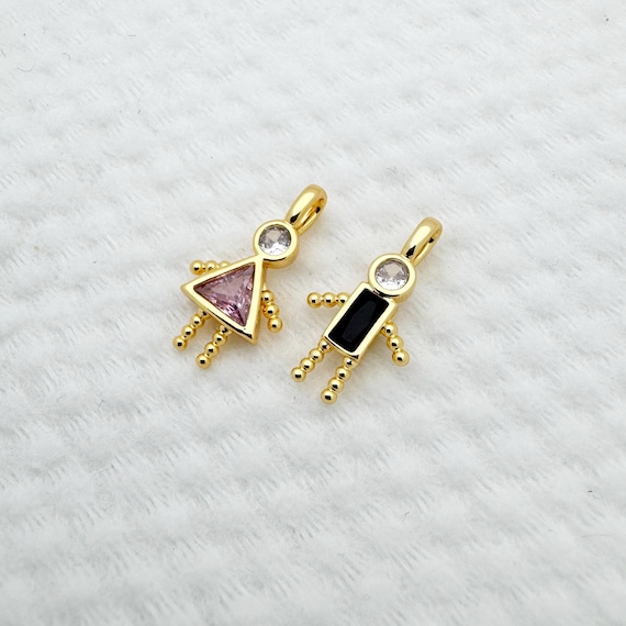 Boy Girl Charm 18K Gold Filled Birthstone Micro Pave CZ Son Pendant Personalized Necklace Bracelet Family Jewelry Kids Keepsake Gift