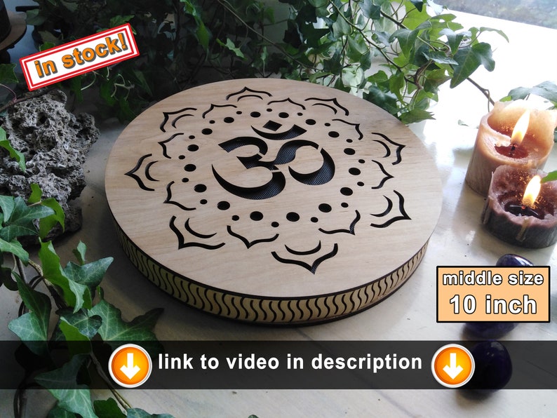 Musical gift, Rain Disk Om 10 inch 25 cm, rain drum, yoga teacher meditation gift, rain stick Ohm zdjęcie 1