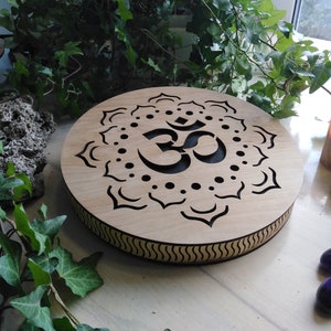 Musical gift, Rain Disk Om 10 inch 25 cm, rain drum, yoga teacher meditation gift, rain stick Ohm white