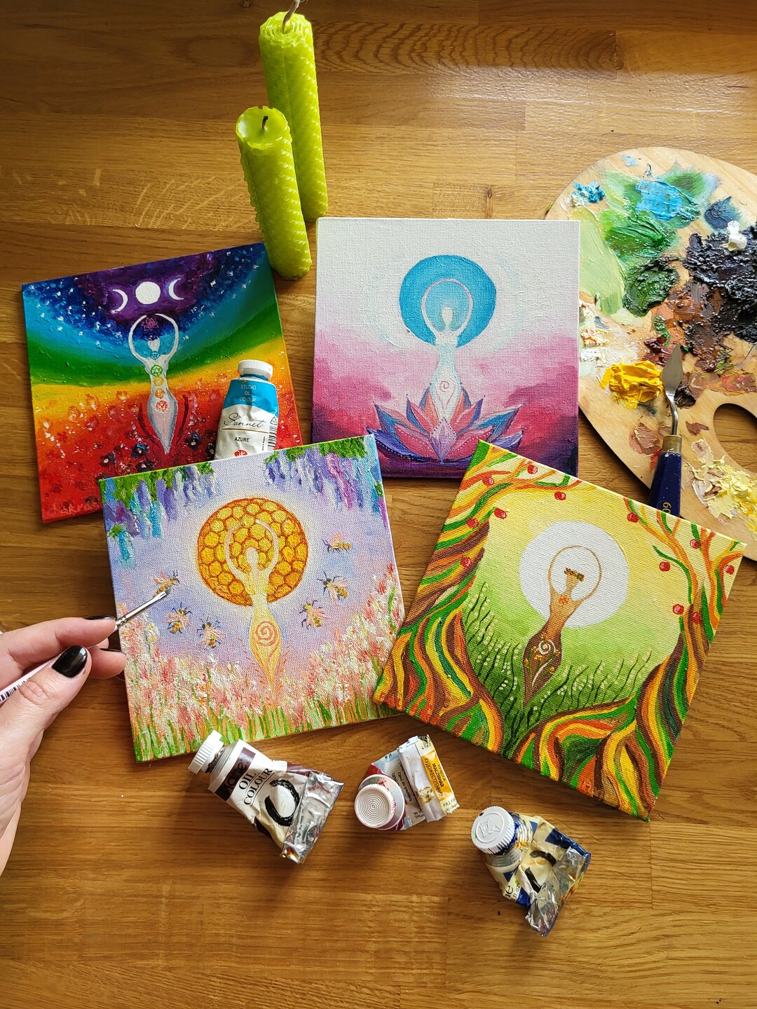 Gaia Goddess Painting Art Original Small Mother Nature Art - Etsy