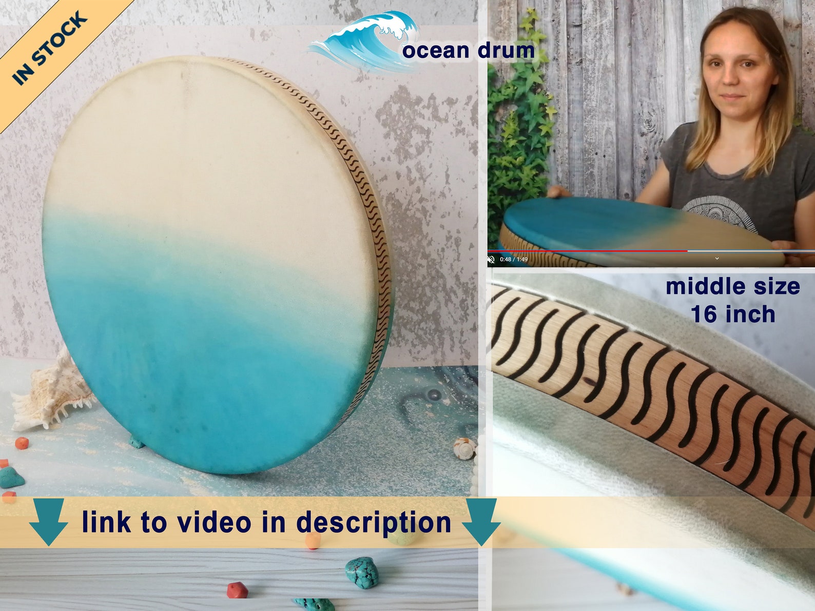 Ocean drum 16 inch 40 cm Stress toy yoga Gift. 031 xmas Etsy