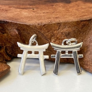pendant Japanese torii , sterling silver necklace , Japanese gate , brushed or polished