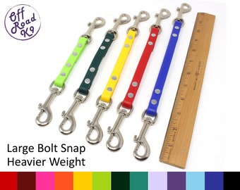 Big Dog HARNESS to COLLAR Safety Strap / Double Clip Line 7" - 24"  Made With 1/2" Beta BioThane®