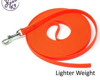 Drag Line **NO HANDLE**1/2" Wide Lighter Weight  BioThane® Long Line Made With Standard BioThane®