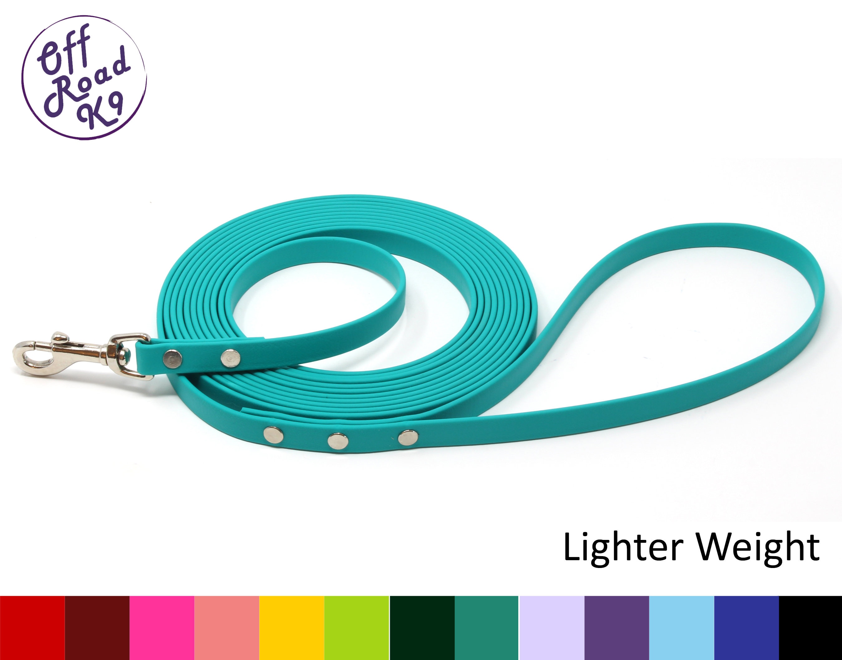 1/2 Wide Lighter Weight Biothane® Long Line Made With Standard Biothane®  LOOP HANDLE 