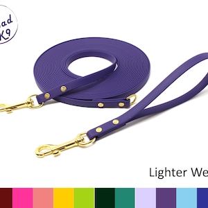 1/2" Wide Lighter Weight BioThane® Long Line Combo Set: With Detachable Handle Made With Beta Standard BioThane®