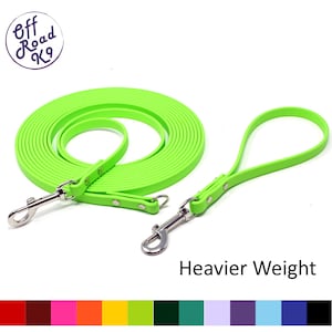 1/2" Wide BioThane® Long Line Combo Set: DETACHABLE LOOP HANDLE Made With Beta Heavy BioThane® Leather Feel, Waterproof +