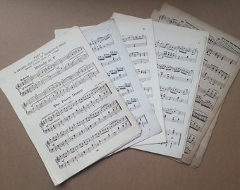 Antique sheet music,  20 pages 1900 -1940s vintage scrapbooking collage, Junk journaling supplies, musical score, recycled paper ephemera