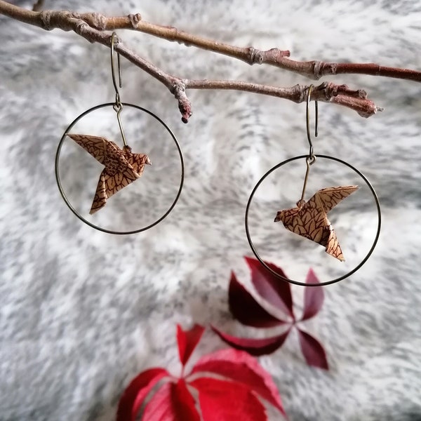 Boucles d'oreilles origami Oiseaux colombes