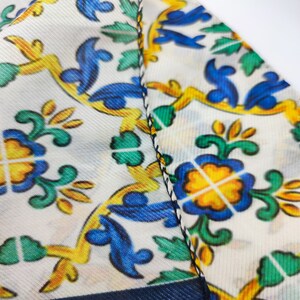 Amalfi Elegance: Hand-Edged White Cotton and Silk Scarf with Amalfi Maiolica image 9