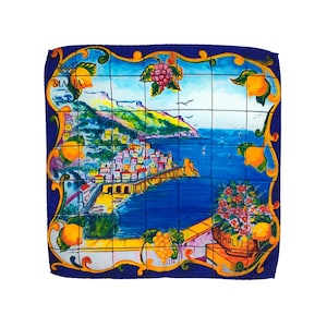 Hand-Rolled Pure Silk Pocket Square for Jacket - Amalfi Coast Elegance
