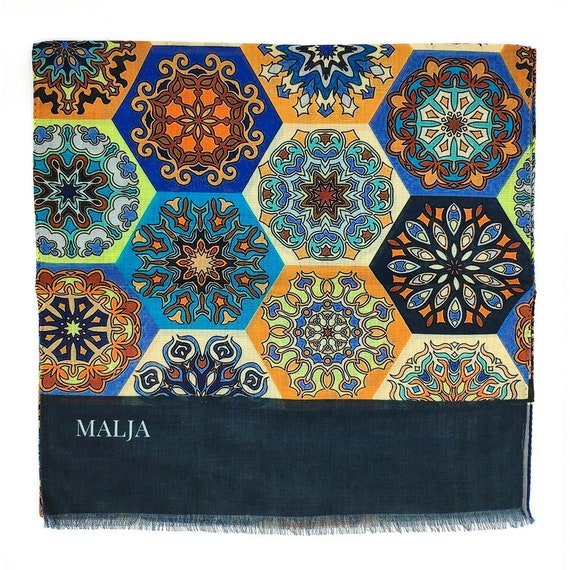 スカーフ MAIOLICA PRINT SCARF Mediterranean Maiolica Scarf - 100% Made in Italy Luxury