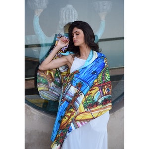100% Hand Hemmed Silk Scarf - Inspired by Positano - Elegant Accessory Made in Italy - Luxury Gift Idea