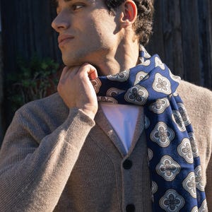 Blue Classic Wool Scarf Made in Italy