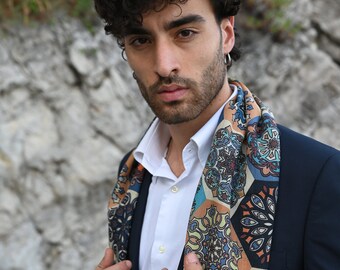 Mediterranean Maiolica Scarf - 100% Made in Italy Luxury