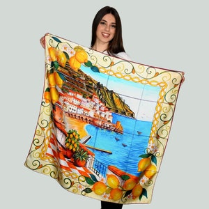 Amalfi Dreams: Handcrafted Oversized Silk Scarf, Made in Italy