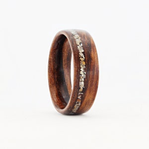Handcrafted Peruvian Olive Wood Ring with Cornish Beach Sand Inlay