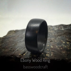 Ebony wood ring. Natural handcrafted exotic wood band. Womens or mens ring. Unique wedding ring, Artisan jewellery perfect for any occasion