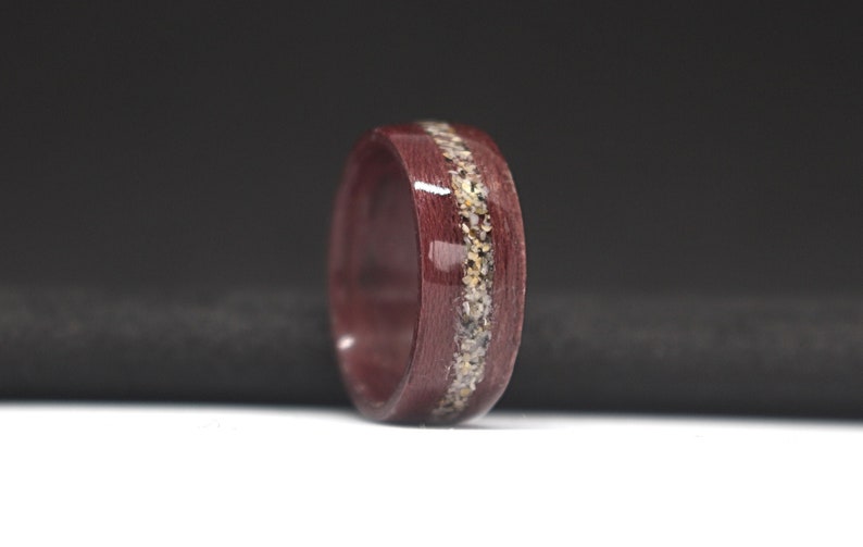 Cornish Beach Sand and Purpleheart Wood Ring. Handcrafted Wood - Etsy