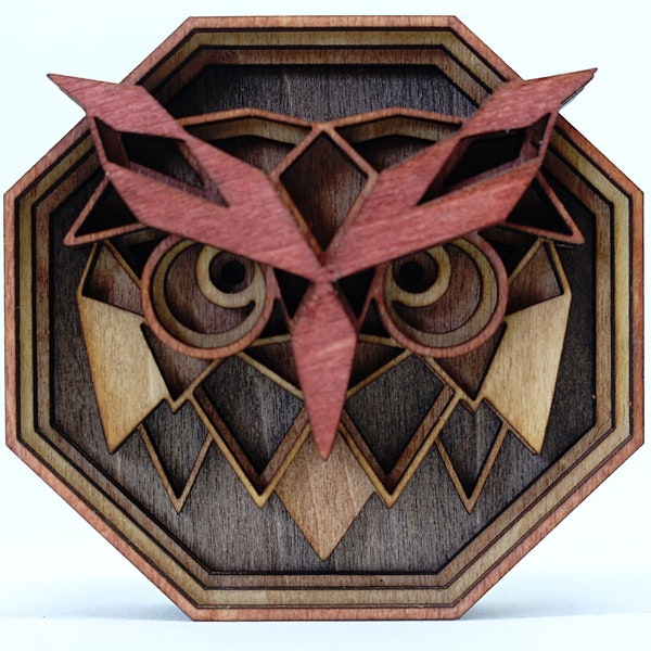 Owl fridge magnet - layered fridge art - laser cut design - gift for friend - nature lover gift - house warming or birthday present