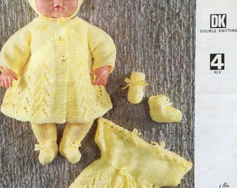 Téléchargement pdf, Emu 6688, modèle de tricot vintage, tenue de poupée 16 pouces