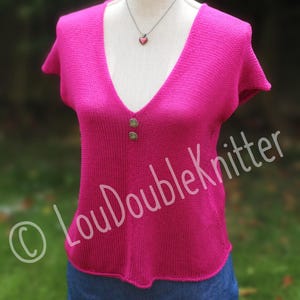 Pdf Download, Machine Knitting Pattern, Isabella ~ Woman&#39;s V-Neck Top