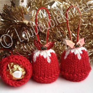 Pdf Download, Knitting Pattern, Christmas Hanging Puddings Chocolate Cover. Tree Ornament or Table Favour