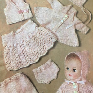 Pdf Download, Bestway 3812, Vintage Knitting Pattern, 10 to 12 inch Doll&#39;s Layette