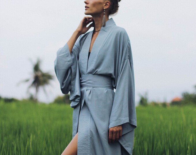 Short Kimono Knitted Set In Blue main image 0