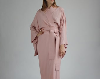 Pink Kimono Dress women, Japanese style Kimono, Long Kimono Robe, Kimono women, free size, length 82, 127, 137 cm