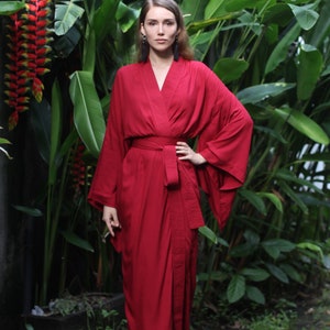 Red kimono dress short on sale