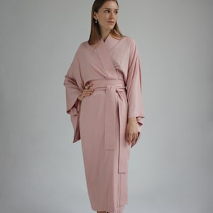 Pink Kimono Dress women, Japanese style Kimono, Long Kimono Robe, Kimono women, free size, length 82, 127, 137 cm