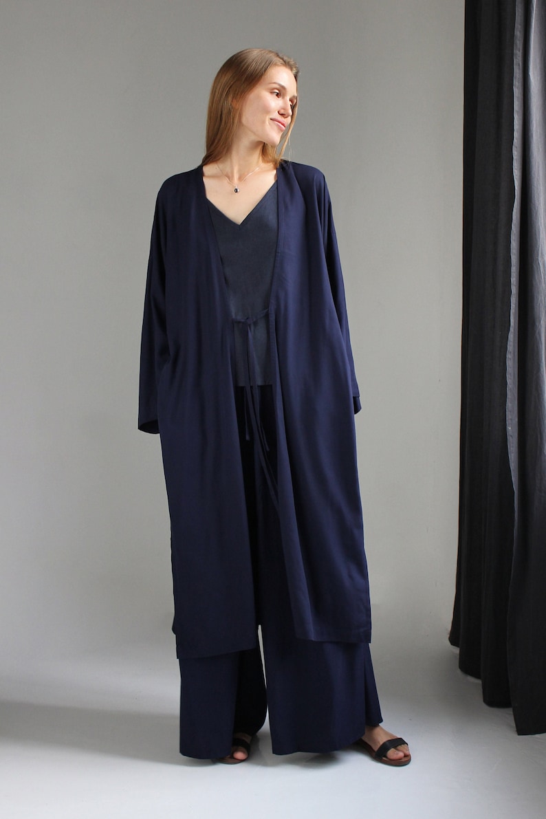 Kimono, Blue kimono, Kimono shirt, Kimono top, Kimono robe, Wrap shirt, Hanfu, Anime shirt, 82 cm, 120 cm length image 5