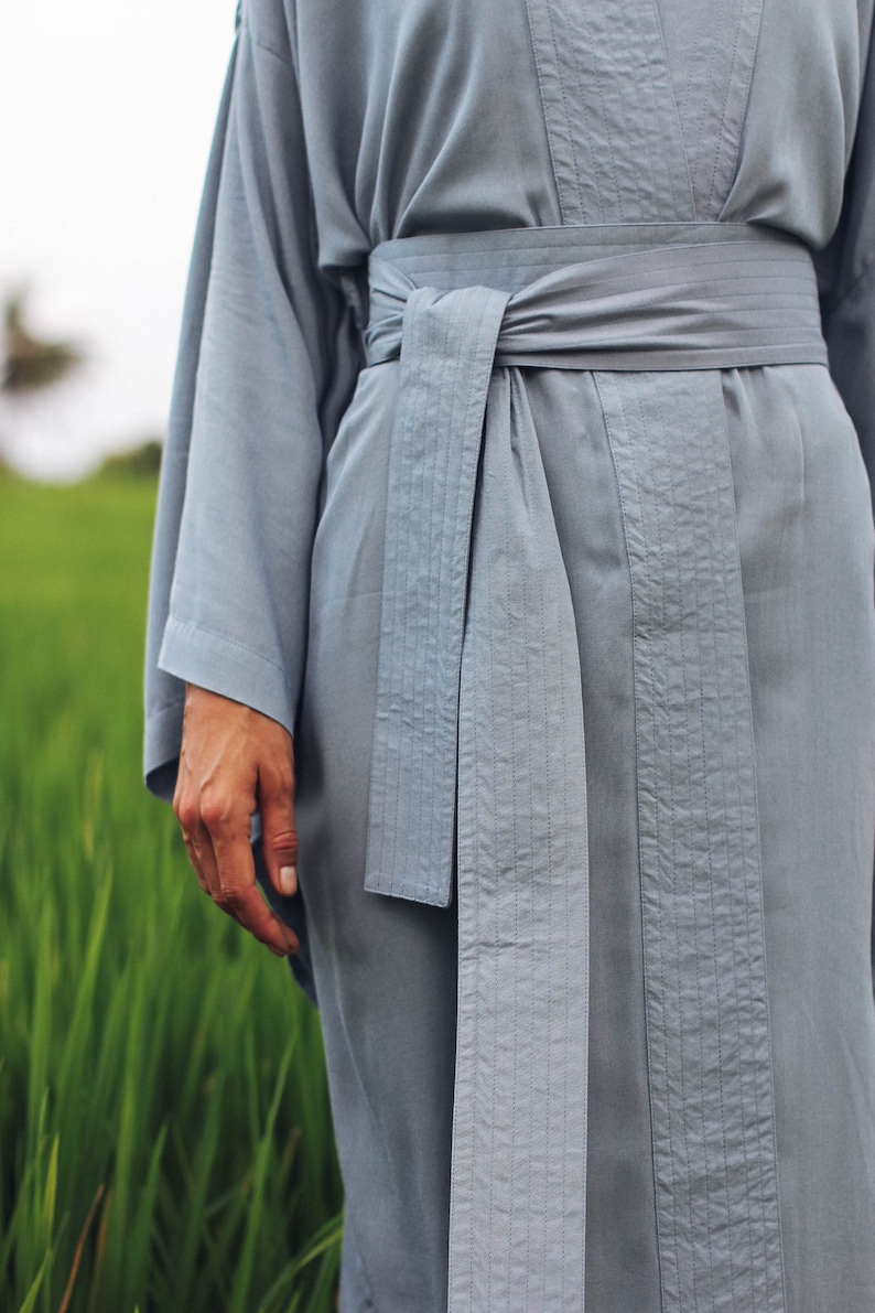 Light Blue Kimono Dress, Japan Kimono, Short Long Kimono Robe, free size image 4