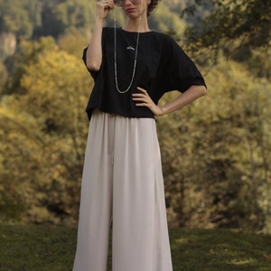 Wide Pants, High Waist Pants, Elastic Waist, Casual Trousers, Loose Trousers, Oversize image 8