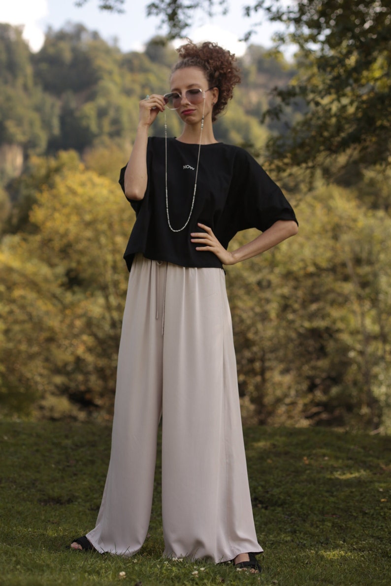 Wide Pants, High Waist Pants, Elastic Waist, Casual Trousers, Loose Trousers, Oversize image 8