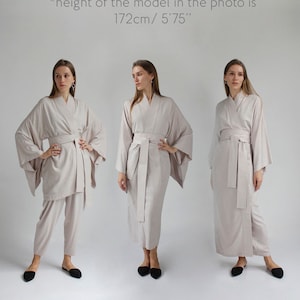 Kimono Dress, Japan Kimono, Olive Kimono, Long Kimono dress, Short Haory, Robe, free size, image 10