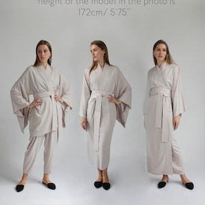 Black Kimono Dress, Japanese style, Long Robe, Short cape, free size image 10