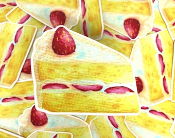 Adesivo torta di fragole, adesivo frutta kawaii, arte di fragole, adesivo carino a tema cibo, arte cibo kawaii, adesivo torta di fragole