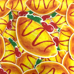 Omurice Egg Sticker, Japanese omelette rice sticker, egg art, cute food themed sticker, kawaii food art, Japanese food art sticker