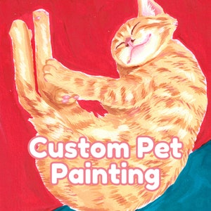 Custom Pet Painting, real gouache painting on watercolor paper, hand painted pet portrait, cat portrait, dog portrait, customized pet art