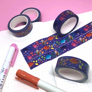 Mushroom washi tape, 15mm x 10m, cottagecore decorative tape, cute planner tape, bullet journal supplies, kawaii craft tape, planner washi