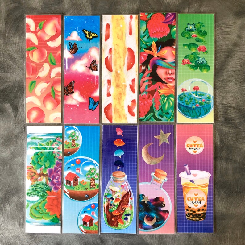 10 Printable Bookmark Designs DIGITAL DOWNLOAD 2x6 Inches | Etsy