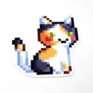 Adesivo de gato chita pixel, adesivo de gato kawaii, adesivo de gatinho chita fofo, adesivo com tema de animal, presente para pais de gatos, mãe de gato, gato chita