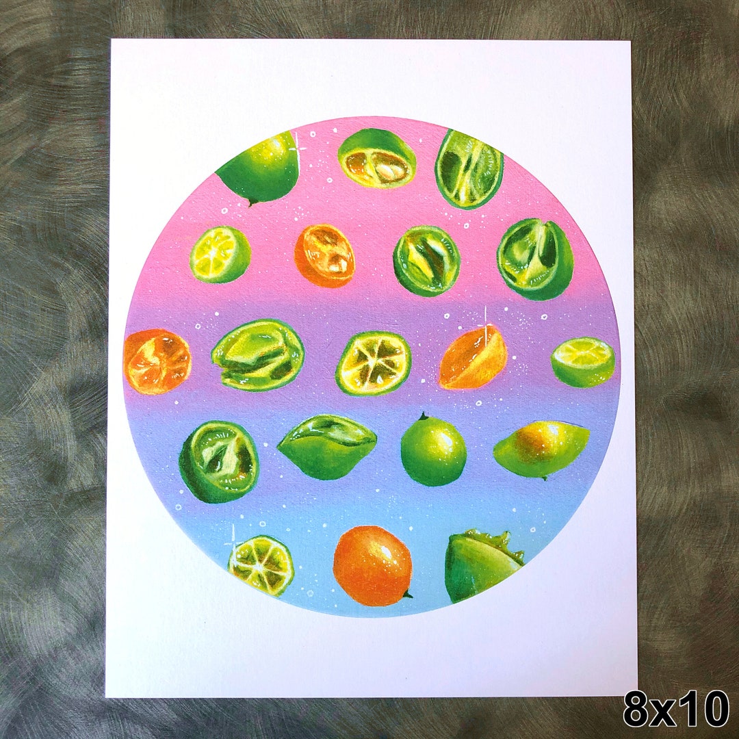 Calamansi Fine Art Print, 8x10, 5x7, Calamansi Fruit Painting