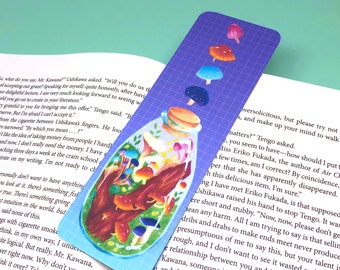 Mushroom terrarium bookmark, magical mushroom, fairytale bookmark, psychedelic unique gift, botanical bookmark, gift for book lovers
