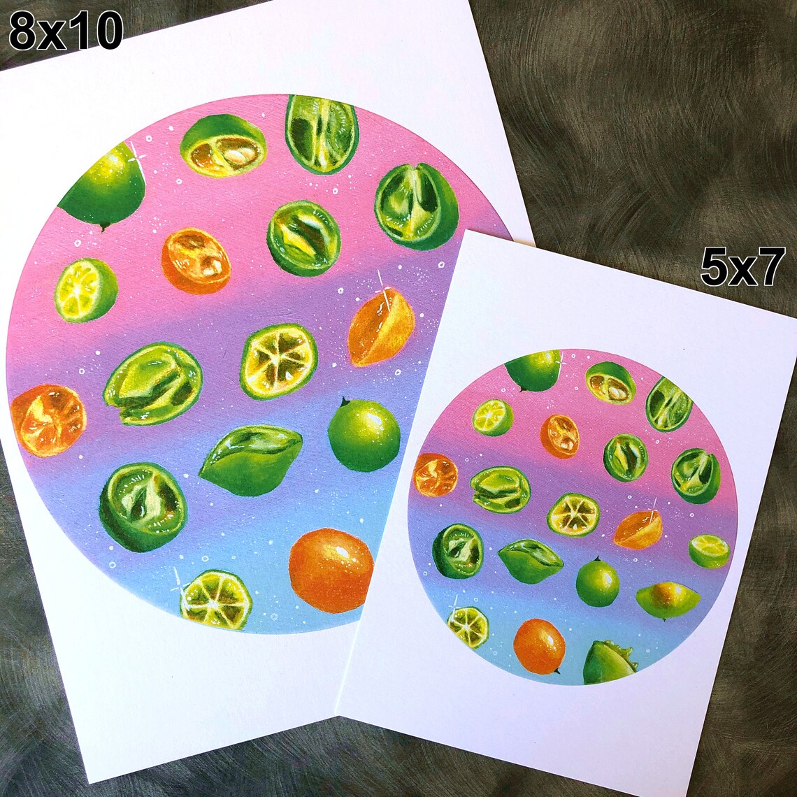 Calamansi fine art print 8x10 5x7 calamansi fruit painting Etsy